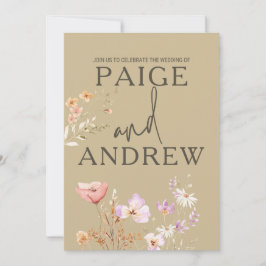Wildflower Tan Boerderij Bruiloft Uitnodiging