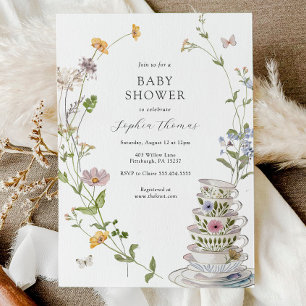 Wildflower Tea Baby shower Kaart