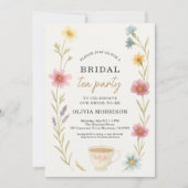 Wildflower Tea Floral QR Code Bridal Shower  Kaart (Voorkant)