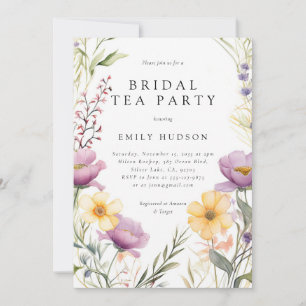 Wildflower Tea Party Bridal Shower Invitation Kaart
