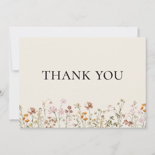 Wildflower Terracotta Beige Boho Wedding Bedankkaart (Voorkant)