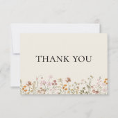 Wildflower Terracotta Beige Boho Wedding Bedankkaart (Voorkant)