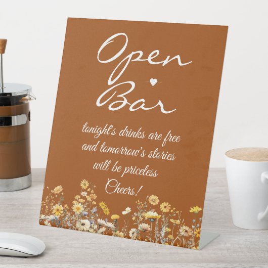 Wildflower Terracotta Signature Script Open Bar Reclamebord Met Voetstuk (Insitu)