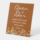 Wildflower Terracotta Signature Script Open Bar Reclamebord Met Voetstuk (Voorkant)