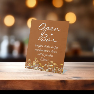 Wildflower Terracotta Signature Script Open Bar Reclamebord Met Voetstuk