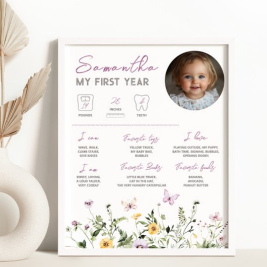 Wildflower Theme Foto Milestone Sign Poster