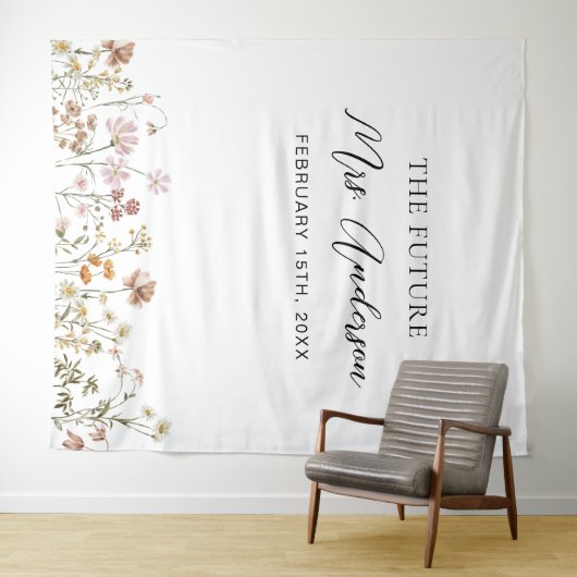 Wildflower Toekomst Mrs Photo Booth Achtergrond Wandkleed (In Situ (horizontaal))