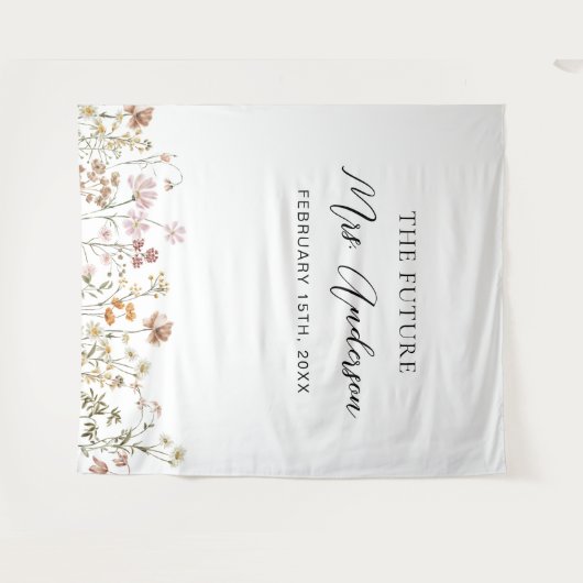 Wildflower Toekomst Mrs Photo Booth Achtergrond Wandkleed (Voorkant (horizontaal))