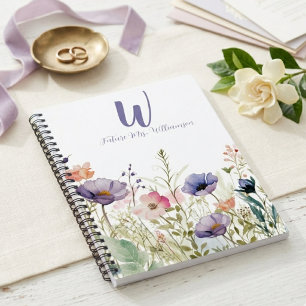 Wildflower Toekomstige Mevrouw Monogram Elegant Pa Notitieboek