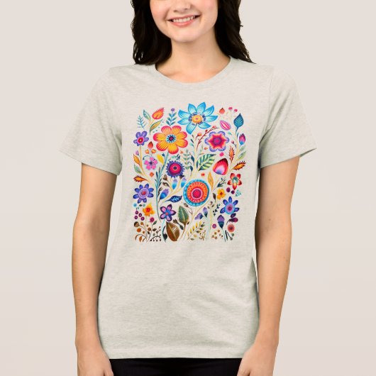 Wildflower Tri-Blend Women's T-shirt (Voorkant)