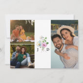 Wildflower Tuin Bruiloft 3 Foto Monogram Save The Date (Achterkant)