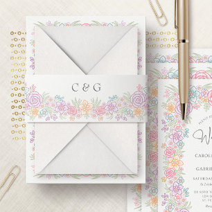 Wildflower tuin bruiloft uitnodigingen wikkel