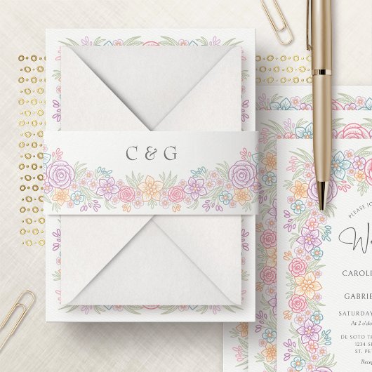 Wildflower tuin bruiloft uitnodigingen wikkel