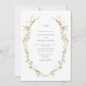 Wildflower Tuin Monogram Bruiloft Kaart (Voorkant)