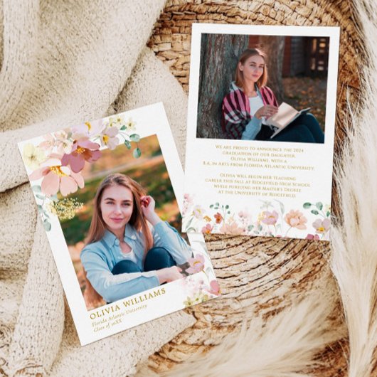 Wildflower twee foto Afstuderen aankondiging