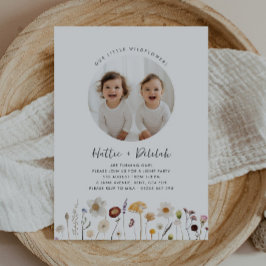 Wildflower Twin Girls Foto Gezamenlijke Verjaardag Kaart