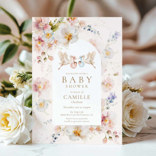 Wildflower Twins Baby shower uitnodiging