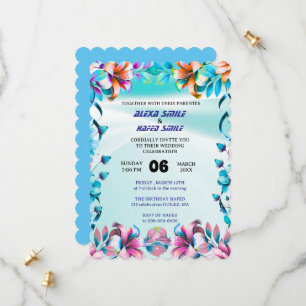 Wildflower uitvouwbare trouwuitnodiging, Mooie Huw Save The Date