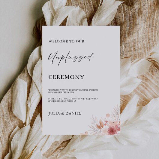 Wildflower Unplugged Ceremony Wedding Sign, Kaart
