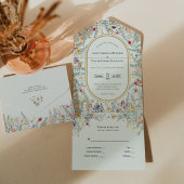 Wildflower Varen Mint Groen Bruiloft All In One Uitnodiging