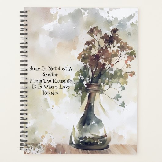  WildFlower Vase Home Love Quote Journal Planner (Voorkant)