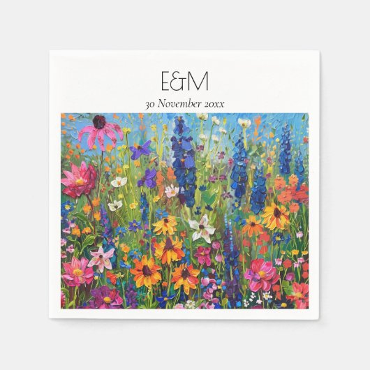 Wildflower veld schilderij bestemming bruiloft servet (Voorkant)