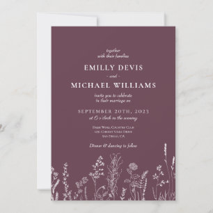 Wildflower Velvet Wedding Uitnodiging