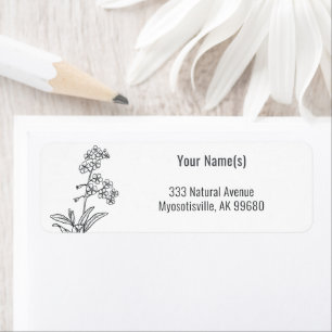 Wildflower Vergeet-me-niet Zwarte en Witte Floral Etiket