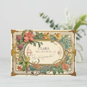 Wildflower Victoriaans Border Wedd Bridesmade Kaart (Staand voorkant)
