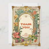 Wildflower Victoriaans grens bruiloft Bedankkaart (Voorkant)