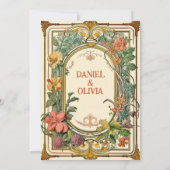 Wildflower Victoriaans grens bruiloft Bedankkaart (Achterkant)