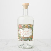 Wildflower Victoriaans  grens bruiloft Likeurfles Etiket (Voorkant)