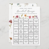 Wildflower Vind de Gast Bridal Bingo Game Kaart (Voorkant / Achterkant)