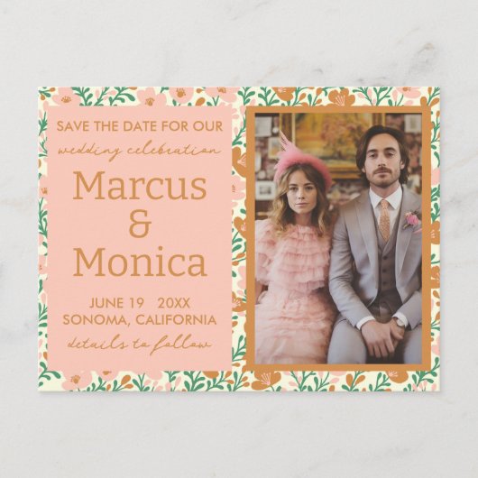 Wildflower Vines Aangepaste foto Opslaan van de da Briefkaart (Voorkant)