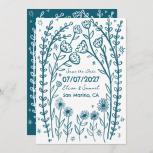 Wildflower Vines Bruiloft Save the Date CUSTOM QR