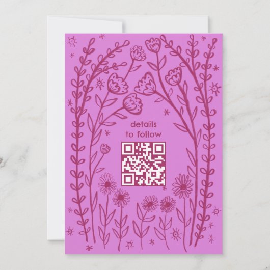 Wildflower Vines Bruiloft Save the Date CUSTOM QR (Achterkant)