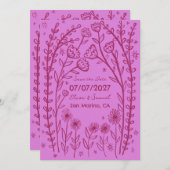 Wildflower Vines Bruiloft Save the Date CUSTOM QR (Voorkant / Achterkant)