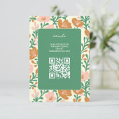 Wildflower Vines Roze Groen Custom WEDDING Informatiekaartje (Staand voorkant)