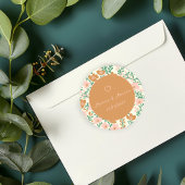 Wildflower Vines Roze Groen Elegant Huwelijk Custo Ronde Sticker