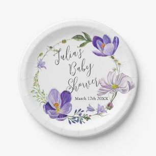 Wildflower Violet Baby shower Papieren Bordje