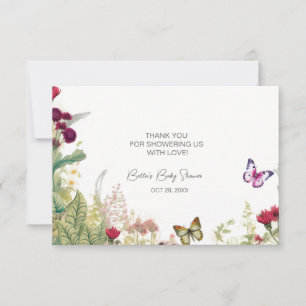 Wildflower vlinder Baby shower Bedankkaart