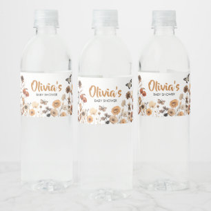 Wildflower vlinder Baby shower Waterfles Etiket