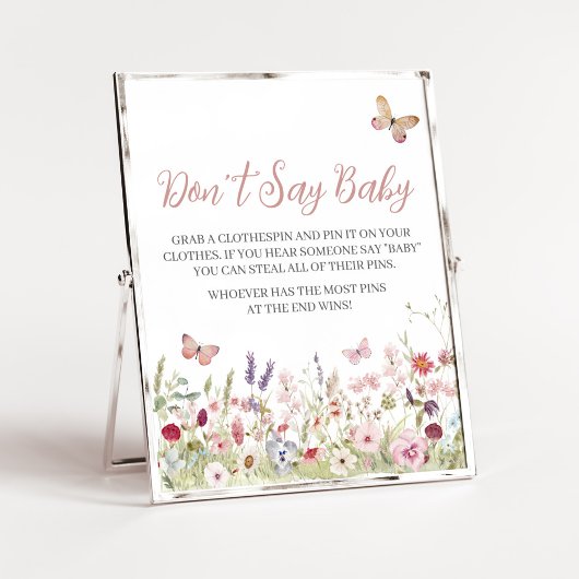 Wildflower vlinder Baby shower zeg niet Baby Poster