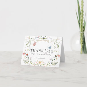Wildflower vlinder bij Waterverf Baby shower Bedankkaart