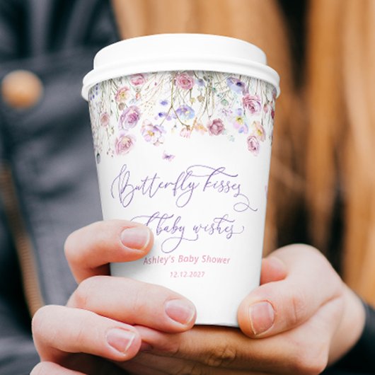 Wildflower vlinder kisses Baby shower papier cup Papieren Bekers