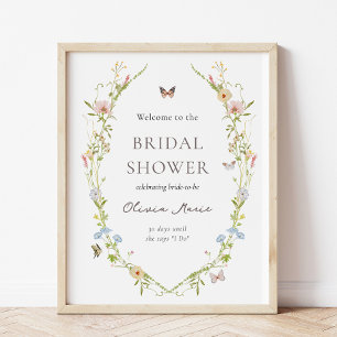Wildflower vlinder tuin bruids welkomstbord poster