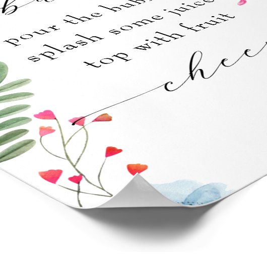 Wildflower Vrijgezellenfeest Bruiloft Mimosa Bar T Poster (Hoek)