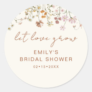 Wildflower Vrijgezellenfeest laat liefde groeien Ronde Sticker