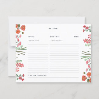 Wildflower Vrijgezellenfeest Receptenbijlage Kaart