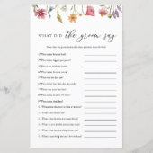 Wildflower Wat zei de bruidegom Bruids spel (Voorkant)